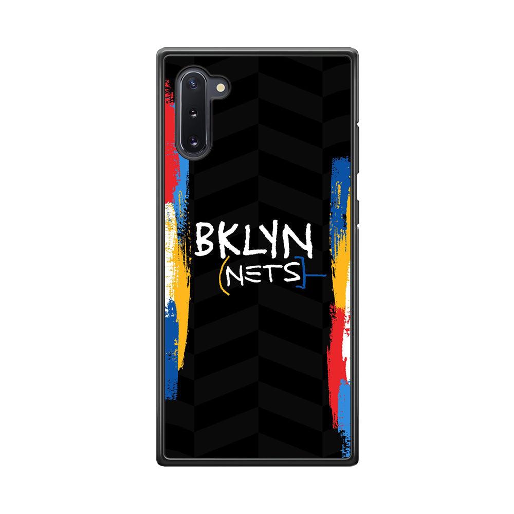 Brooklyn Nets Color Spray Jersey Samsung Galaxy Note 10 Case-Rubber Black (2D Case)-Oxvistore