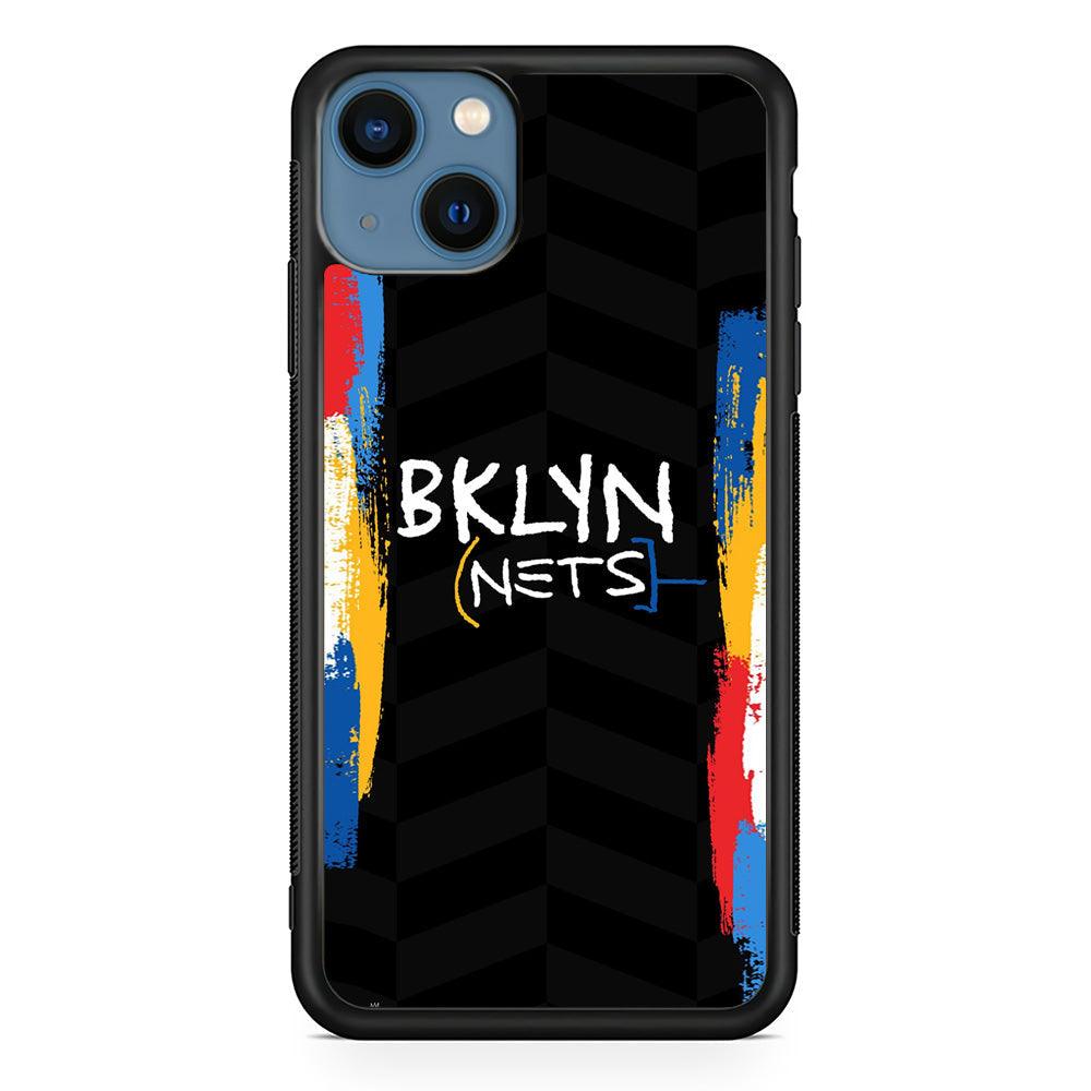 Brooklyn Nets Color Spray Jersey iPhone 14 Plus Case-Rubber Black (2D Case)-Oxvistore