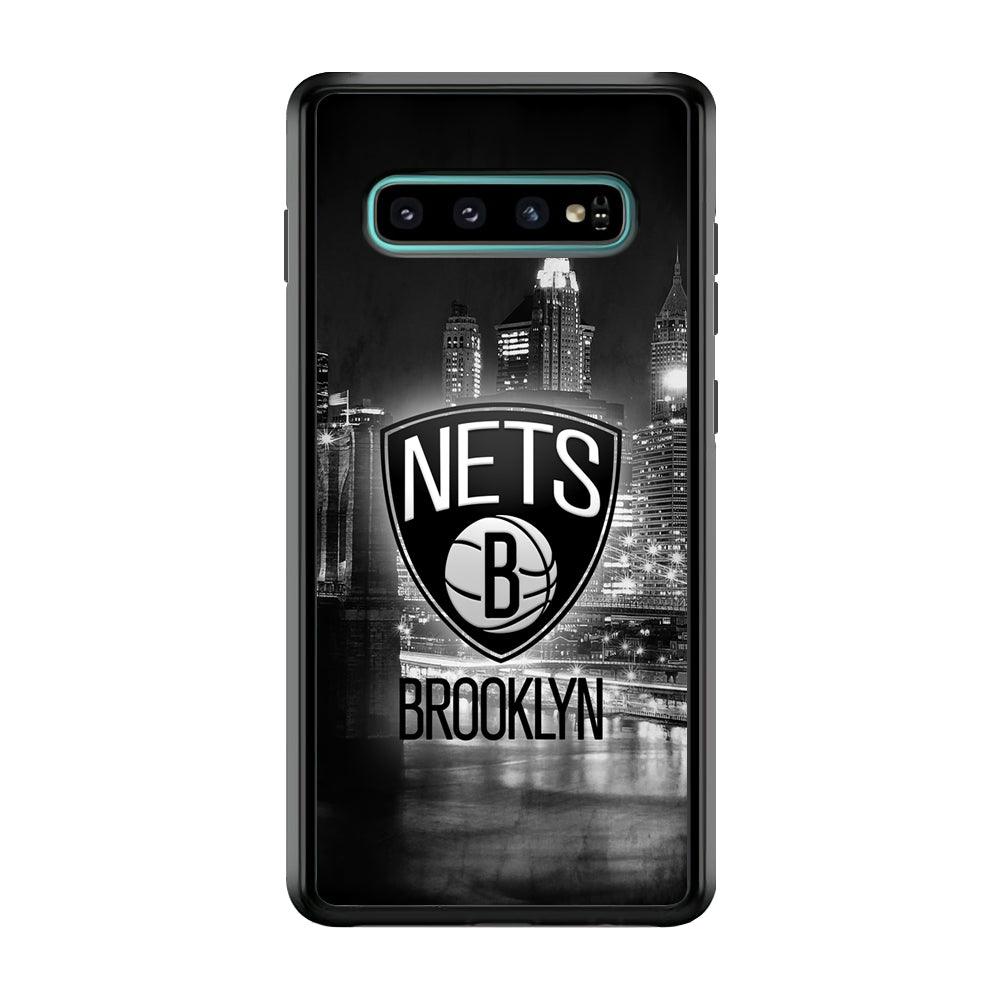 Brooklyn Nets Night Town Samsung Galaxy S10 Case-Rubber Black (2D Case)-Oxvistore