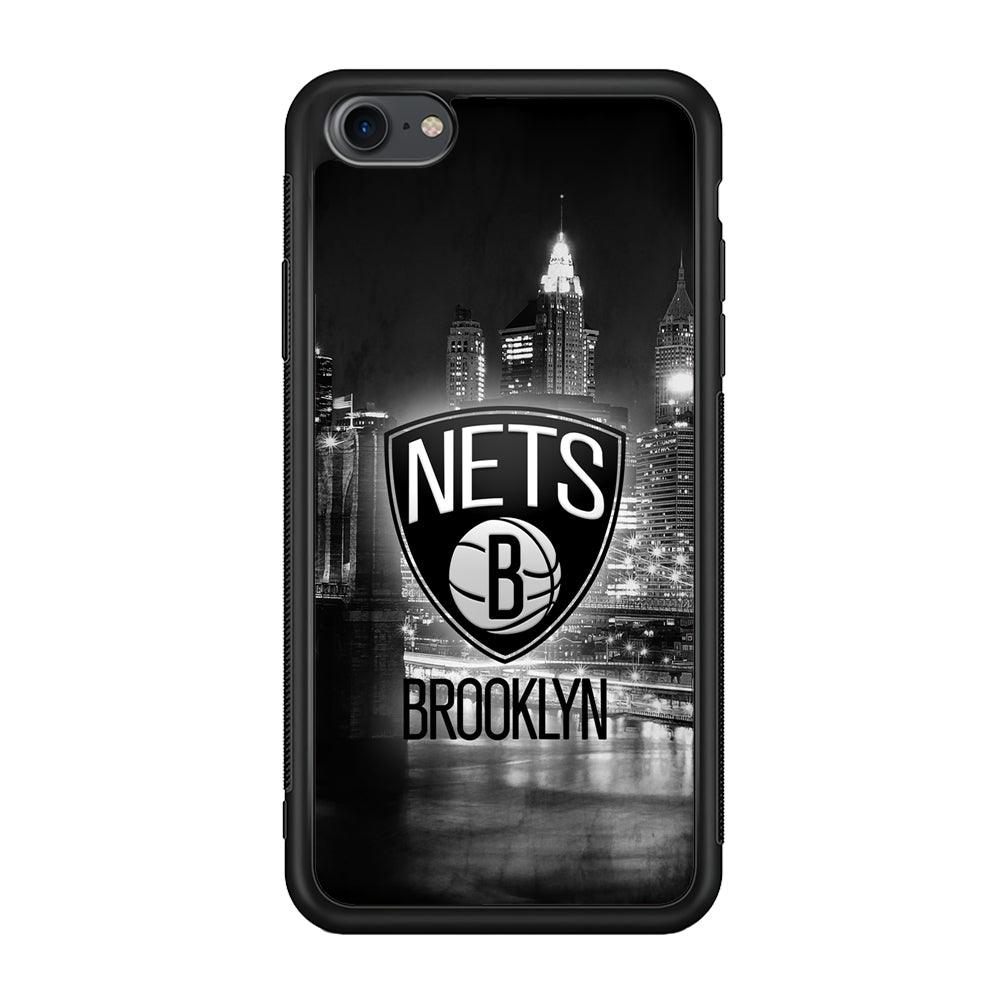 Brooklyn Nets Night Town iPhone 7 Case-Rubber Black (2D Case)-Oxvistore