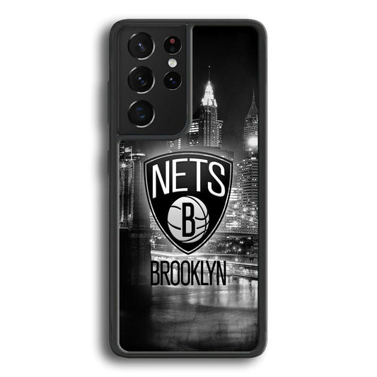 Brooklyn Nets Night Town Samsung Galaxy S23 Ultra Case-Rubber Black (2D Case)-Oxvistore