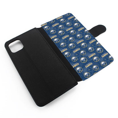 Buffalo Sabres Pattern Flip Wallet Phone Case