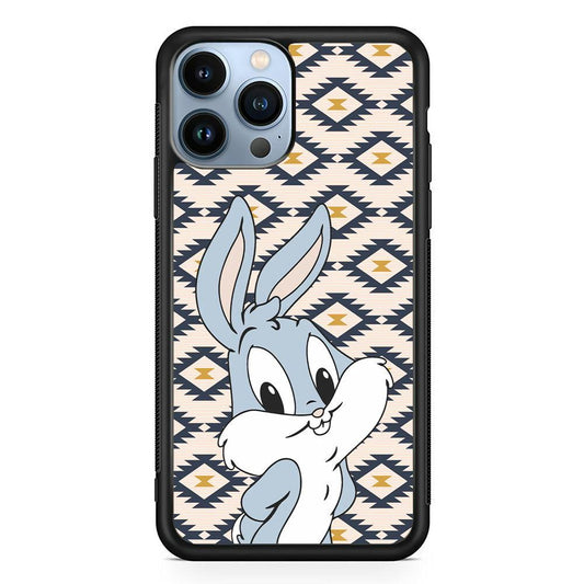 Bug Bunny Kid Plain Smile iPhone 13 Pro Max Case-Rubber Black (2D Case)-Oxvistore
