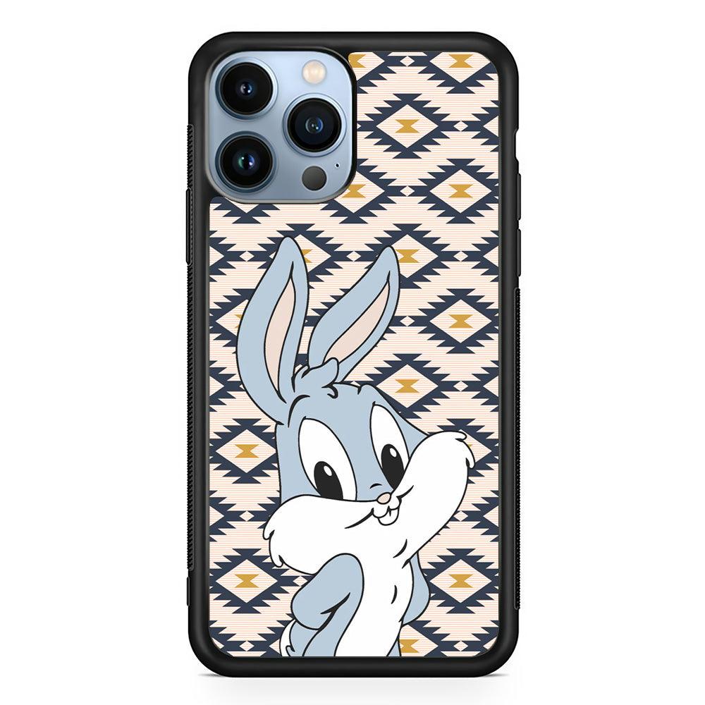 Bug Bunny Kid Plain Smile iPhone 15 Pro Max Case-Rubber Black (2D Case)-Oxvistore