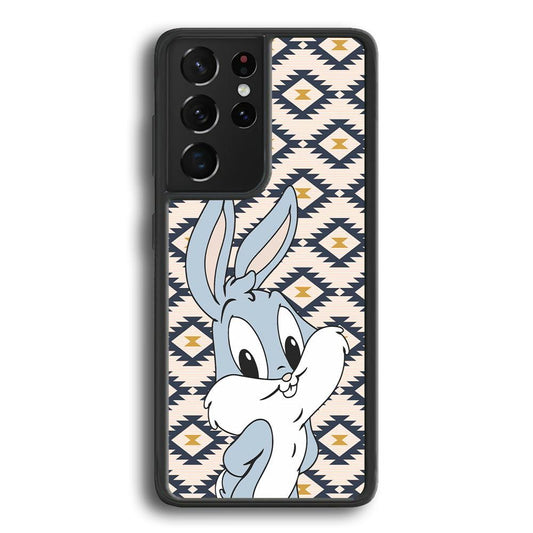 Bug Bunny Kid Plain Smile Samsung Galaxy S21 Ultra Case-Rubber Black (2D Case)-Oxvistore