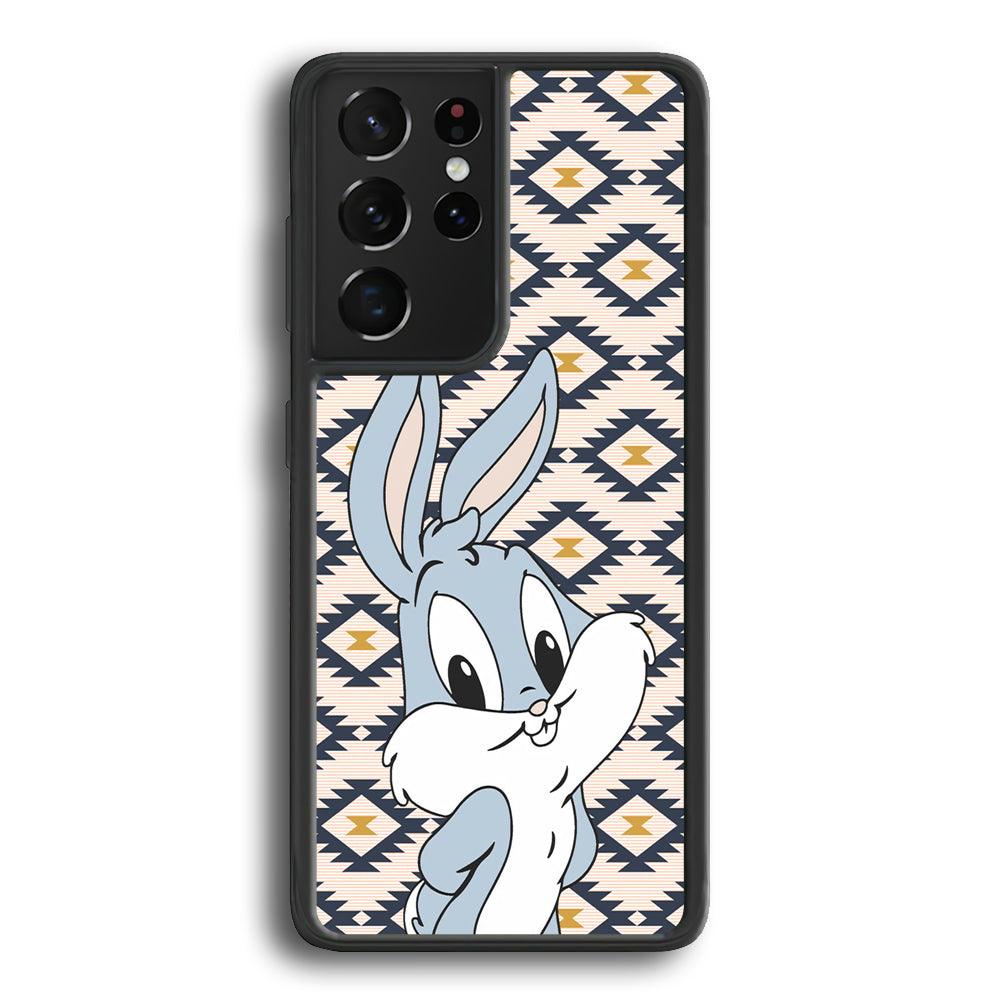 Bug Bunny Kid Plain Smile Samsung Galaxy S22 Ultra Case-Rubber Black (2D Case)-Oxvistore