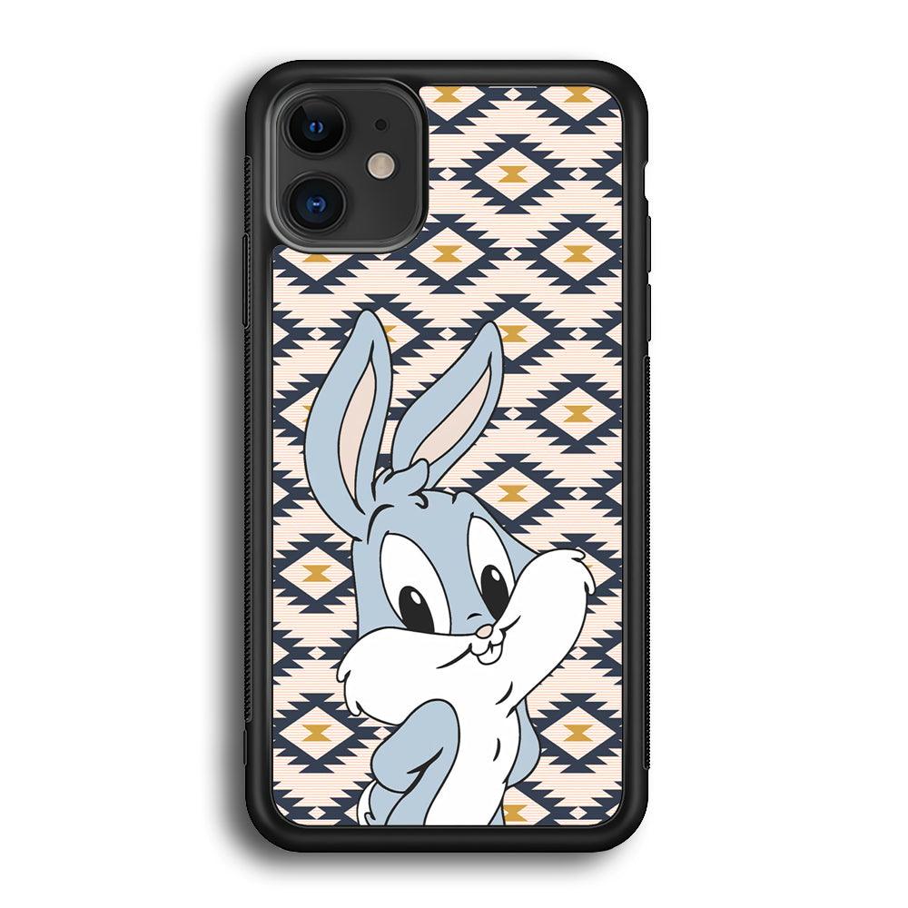 Bug Bunny Kid Plain Smile iPhone 12 Case-Rubber Black (2D Case)-Oxvistore
