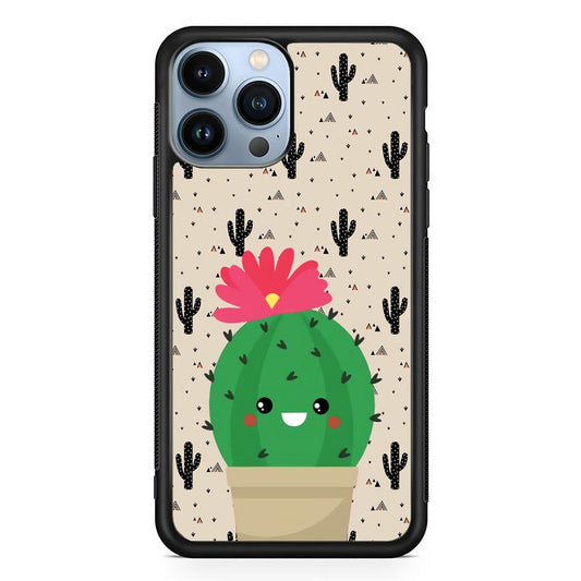 Cactus Tiny Pot iPhone 15 Pro Max Case-Rubber White (2D Case)-Oxvistore