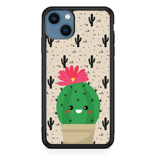 Cactus Tiny Pot iPhone 15 Case-Rubber White (2D Case)-Oxvistore