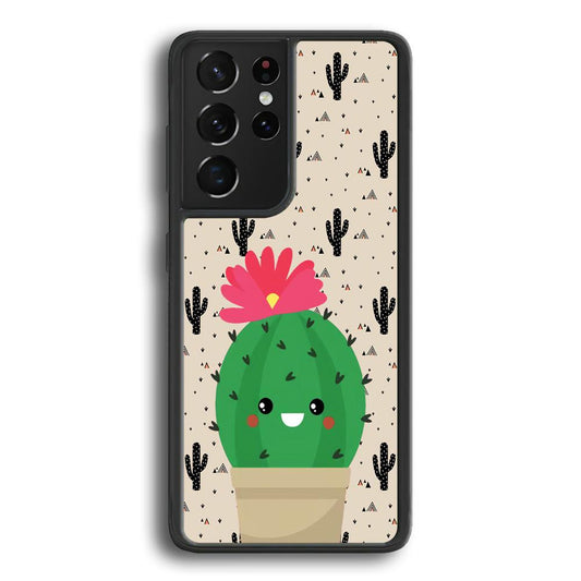 Cactus Tiny Pot Samsung Galaxy S22 Ultra Case-Rubber Black (2D Case)-Oxvistore