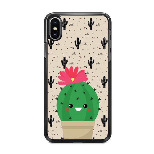 Cactus Tiny Pot iPhone XS MAX Case-Rubber Black (2D Case)-Oxvistore