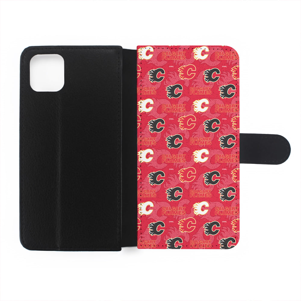 Calgary Flames Pattern Flip Wallet Phone Case