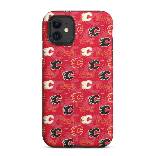 Calgary Flames Pattern 2 in 1 Tough Phone Case-Oxvistore