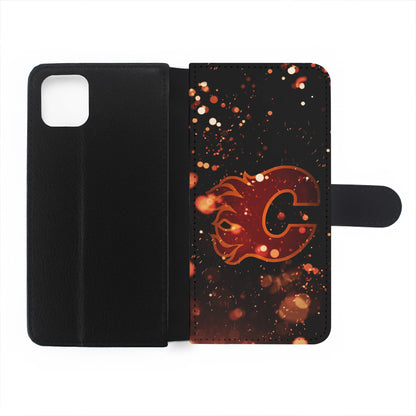 Calgary Flames Sparkling Flip Wallet Phone Case