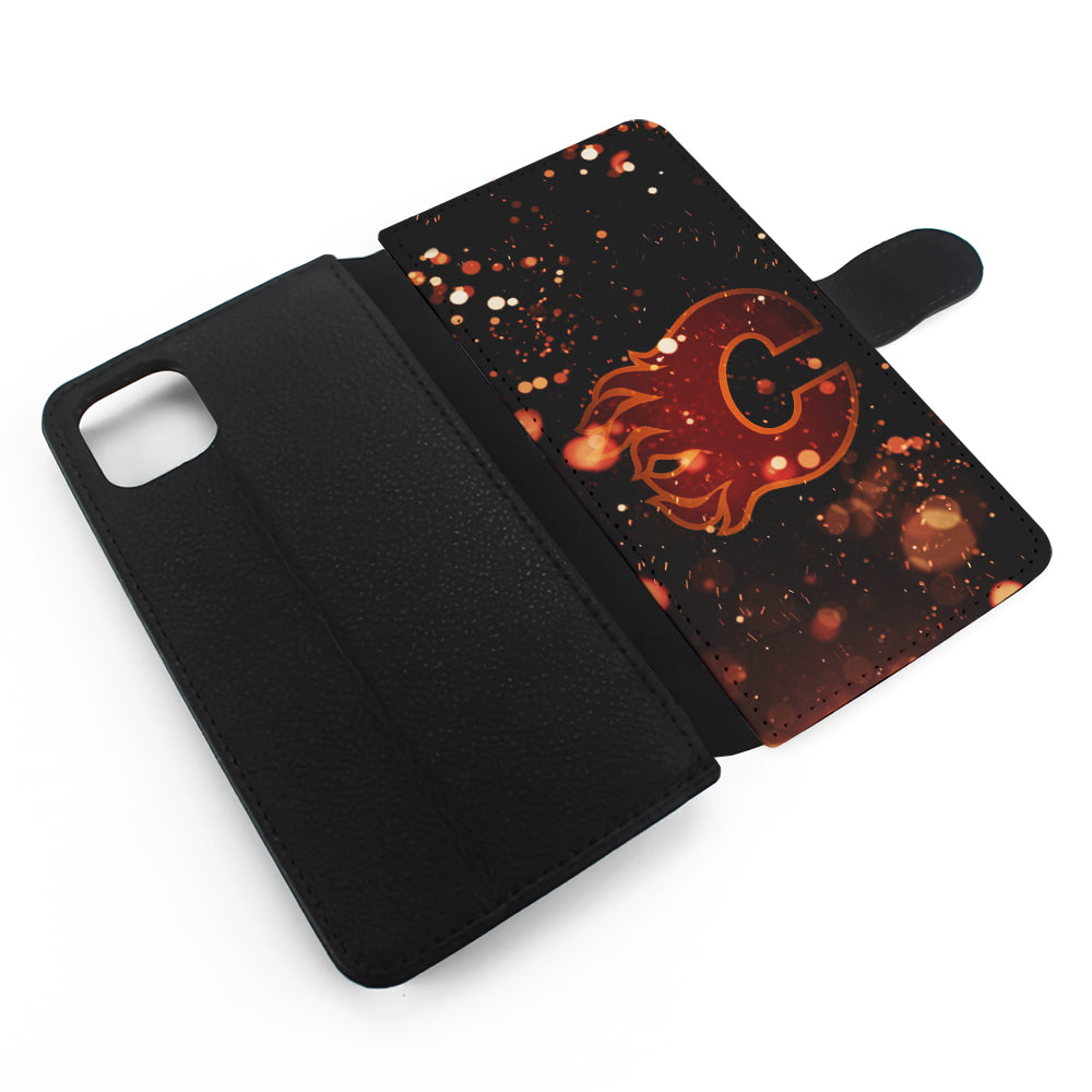 Calgary Flames Sparkling Flip Wallet Phone Case