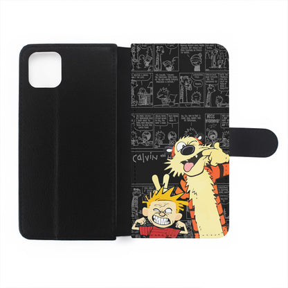 Calvin and Hobbes Comic Background Flip Wallet Phone Case