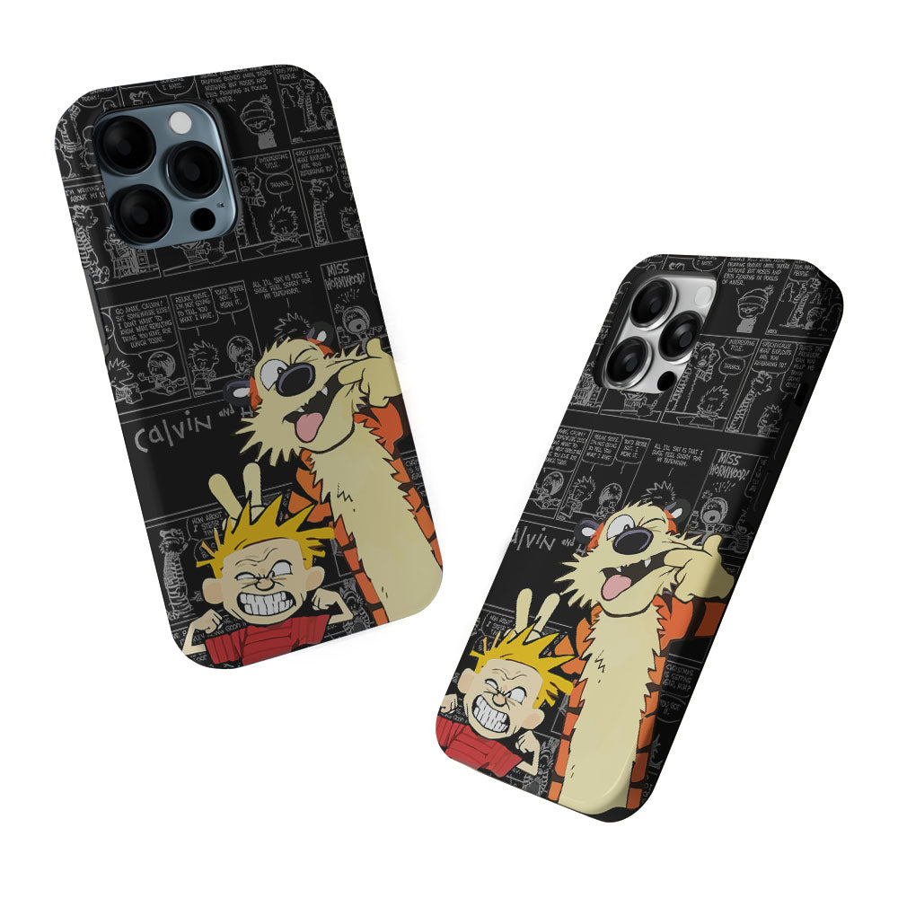 Calvin and Hobbes Comic Background 2 in 1 Tough Phone Case