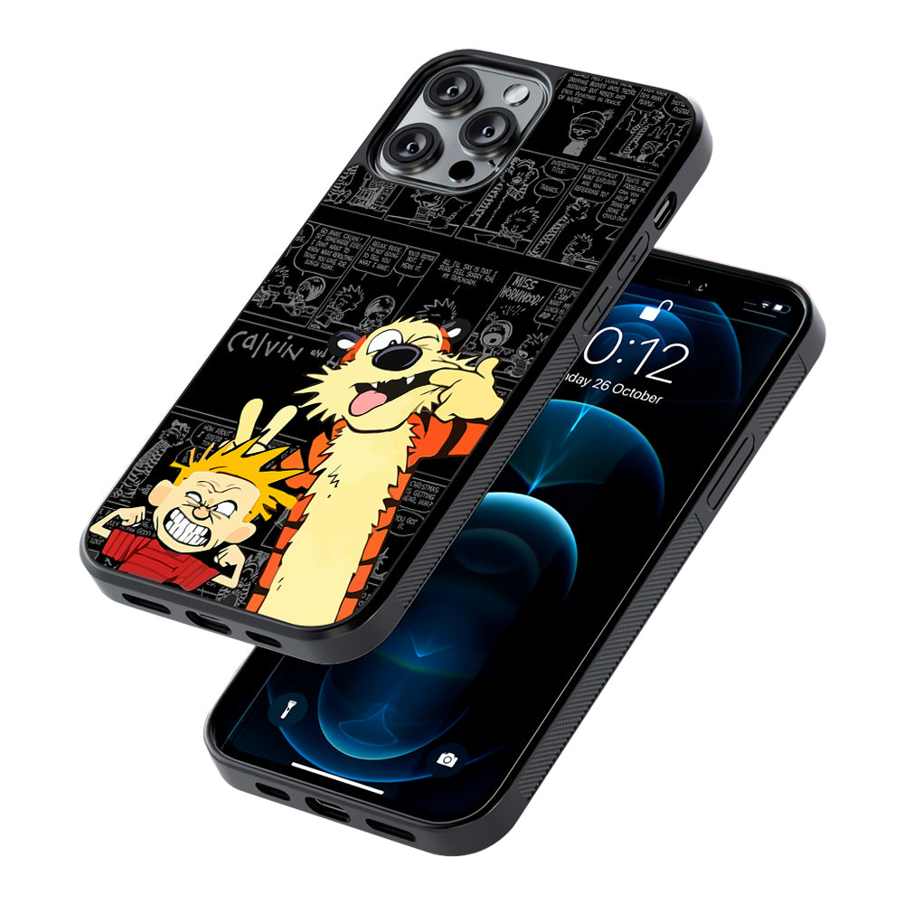 Calvin and Hobbes Comic Background 2D Rubber Phone Case