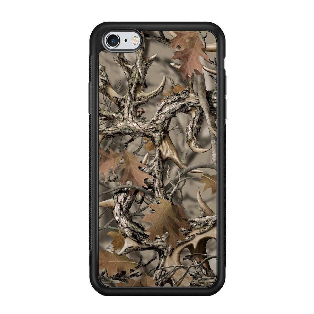 Camo Dry Leaves and Deer Horns iPhone 6 Plus | 6s Plus Case-Rubber Black (2D Case)-Oxvistore