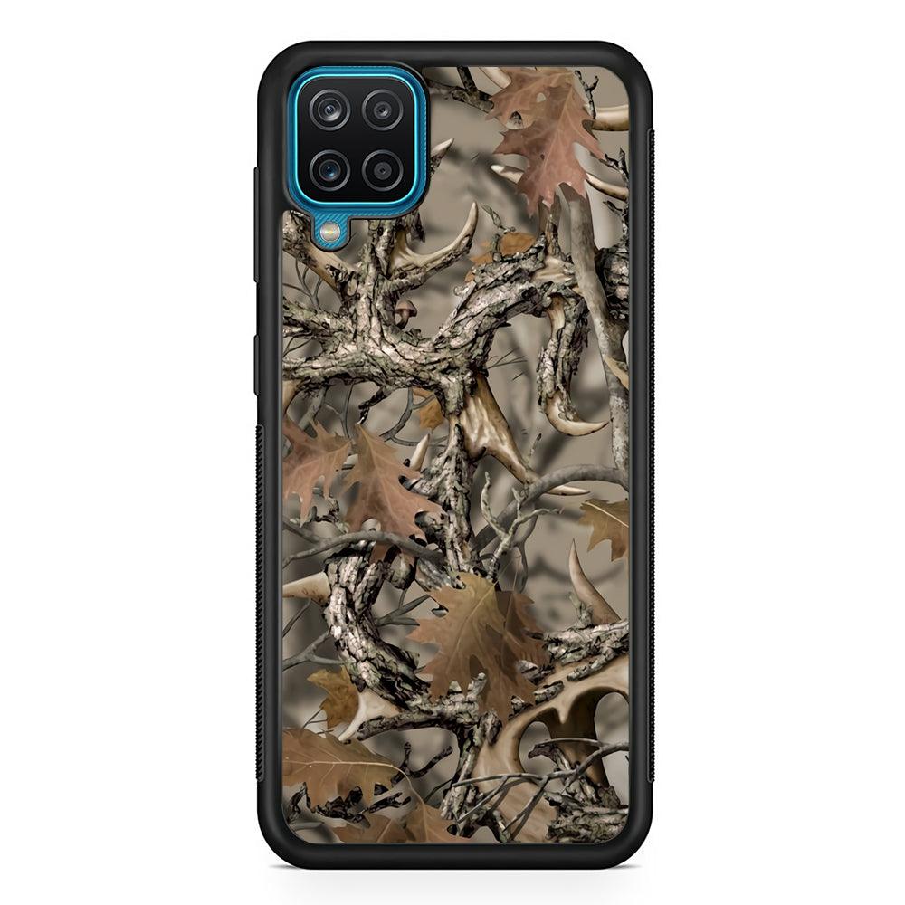 Camo Dry Leaves and Deer Horns Samsung Galaxy A12 Case-Oxvistore