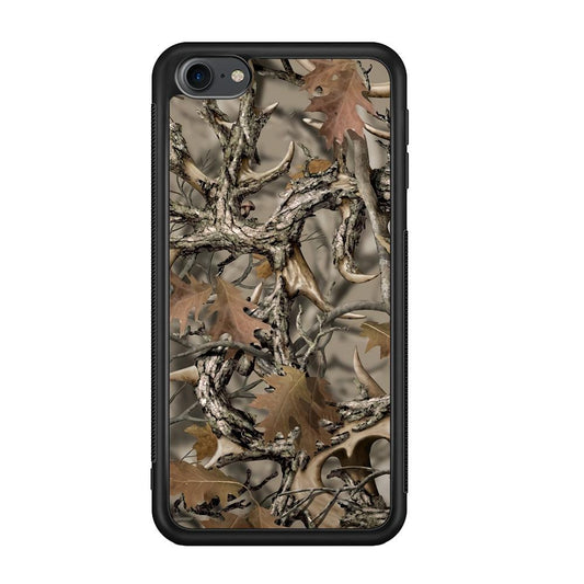 Camo Dry Leaves and Deer Horns iPod Touch 6 Case-Rubber Black (2D Case)-Oxvistore
