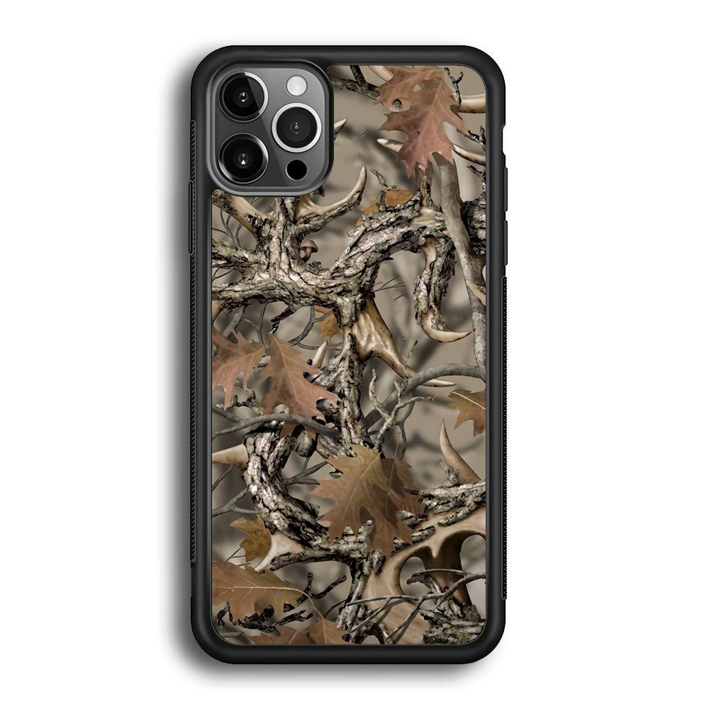 Camo Dry Leaves and Deer Horns iPhone 12 Pro Case-Oxvistore