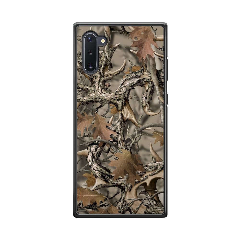 Camo Dry Leaves and Deer Horns Samsung Galaxy Note 10 Case-Rubber Black (2D Case)-Oxvistore