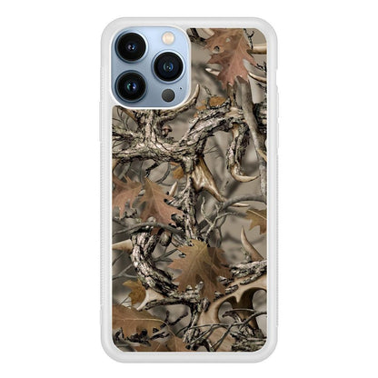 Camo Dry Leaves and Deer Horns iPhone 14 Pro Max Case-Oxvistore