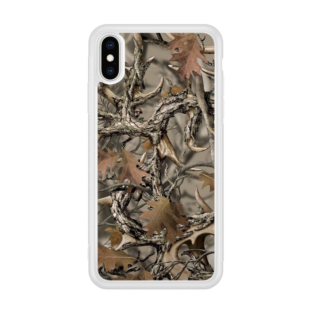 Camo Dry Leaves and Deer Horns iPhone X Case-Oxvistore