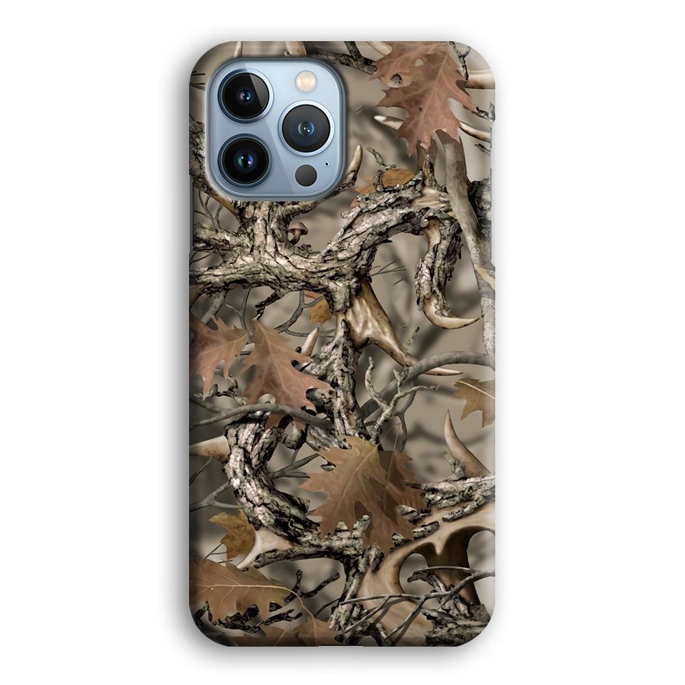 Camo Dry Leaves and Deer Horns iPhone 15 Pro Max Case-Oxvistore