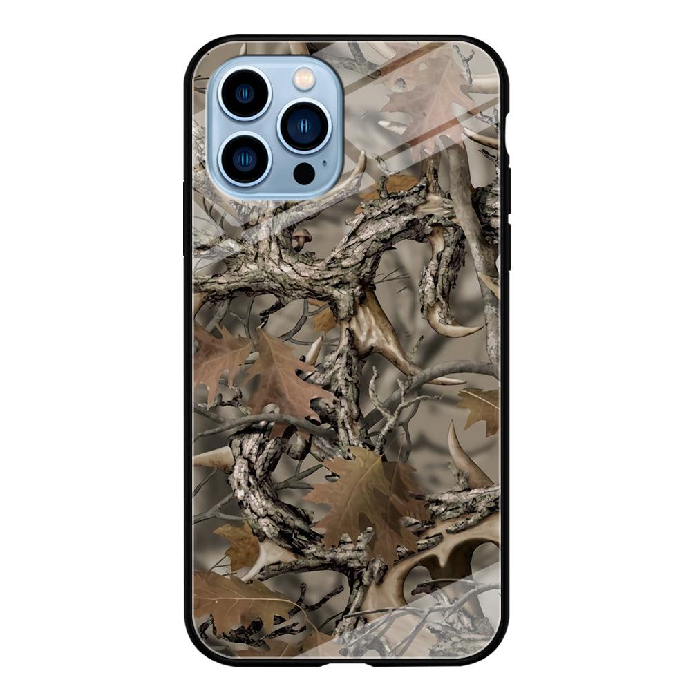 Camo Dry Leaves and Deer Horns iPhone 14 Pro Max Case-Oxvistore