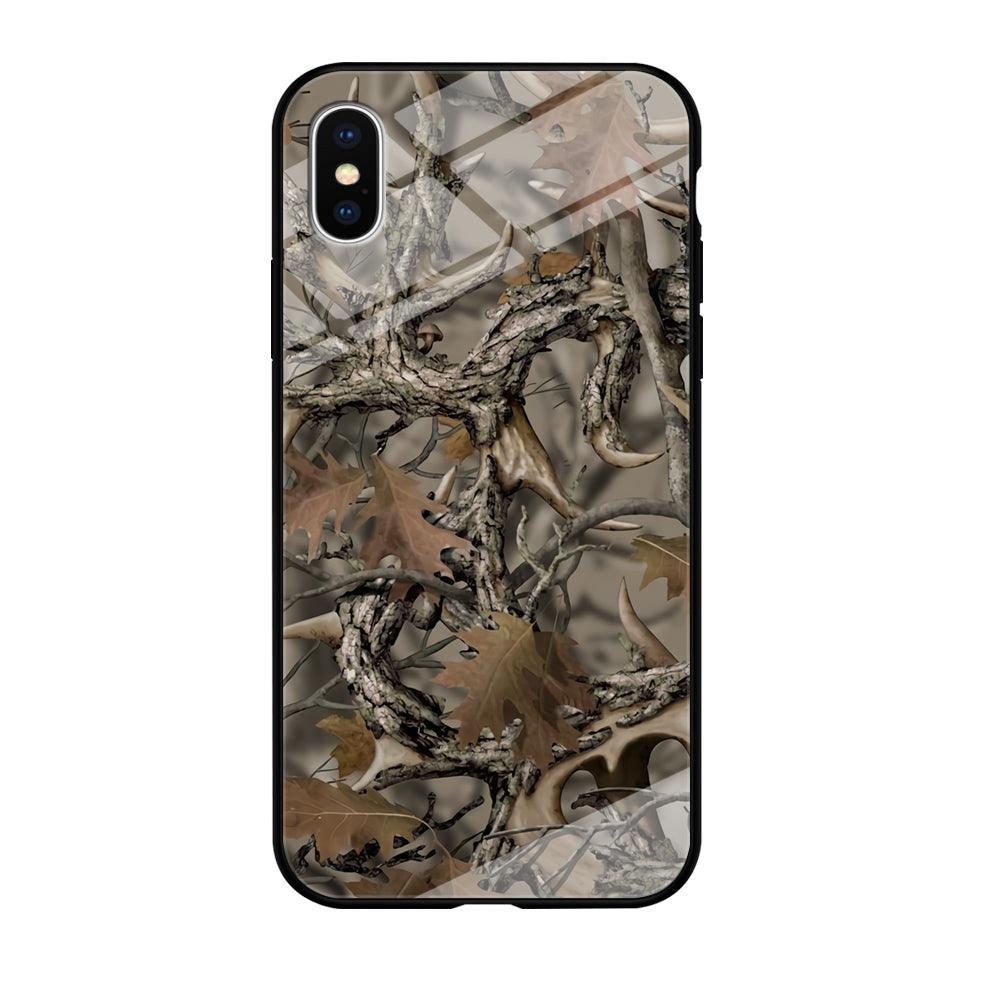 Camo Dry Leaves and Deer Horns iPhone X Case-Oxvistore