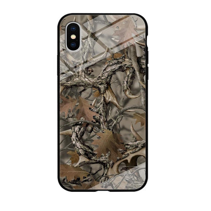 Camo Dry Leaves and Deer Horns iPhone X Case-Oxvistore