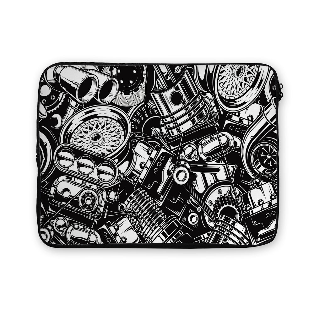 Car Parts Monochrome Laptop Sleeve Protective Cover