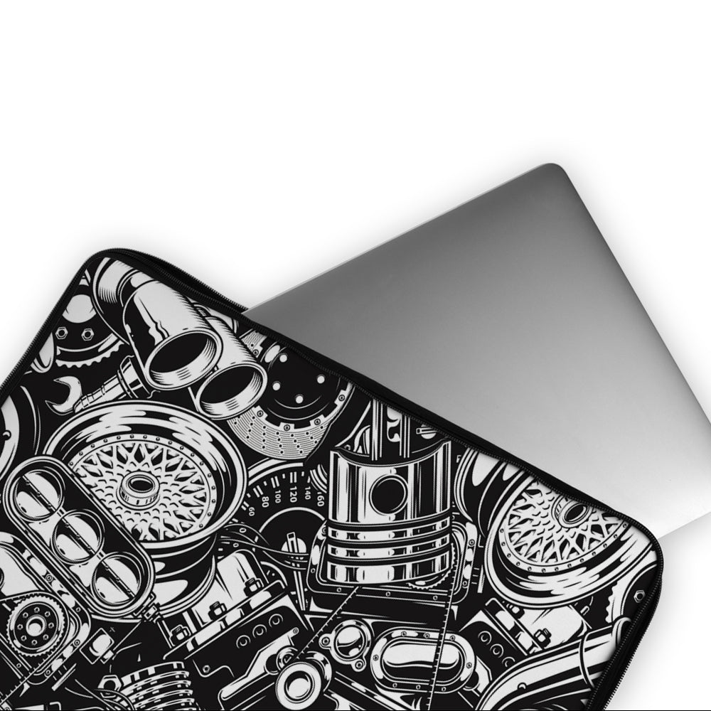 Car Parts Monochrome Laptop Sleeve Protective Cover