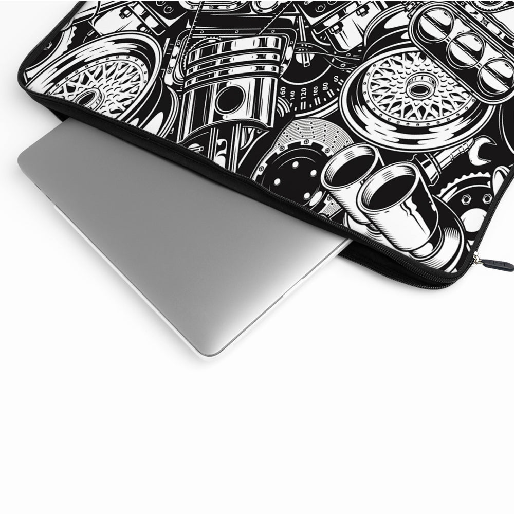 Car Parts Monochrome Laptop Sleeve Protective Cover