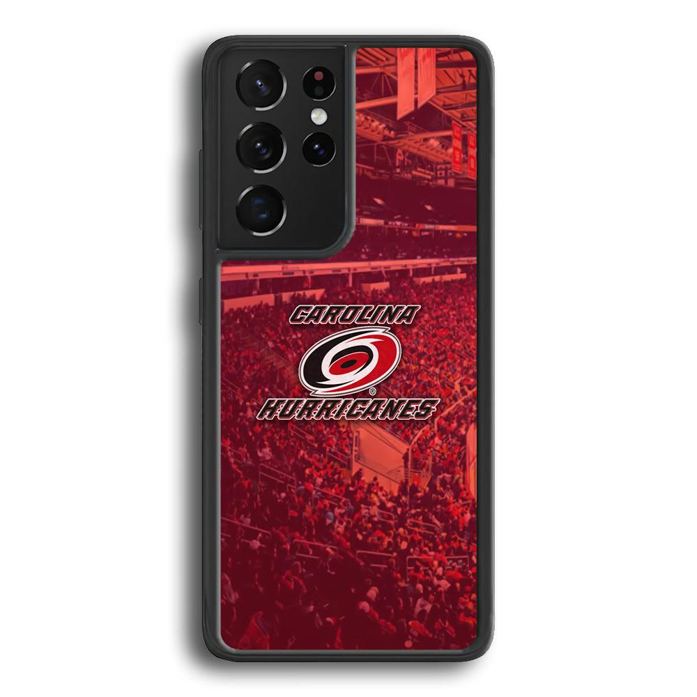Carolina Hurricanes Fans on Duty Samsung Galaxy S21 Ultra Case-Rubber Black (2D Case)-Oxvistore