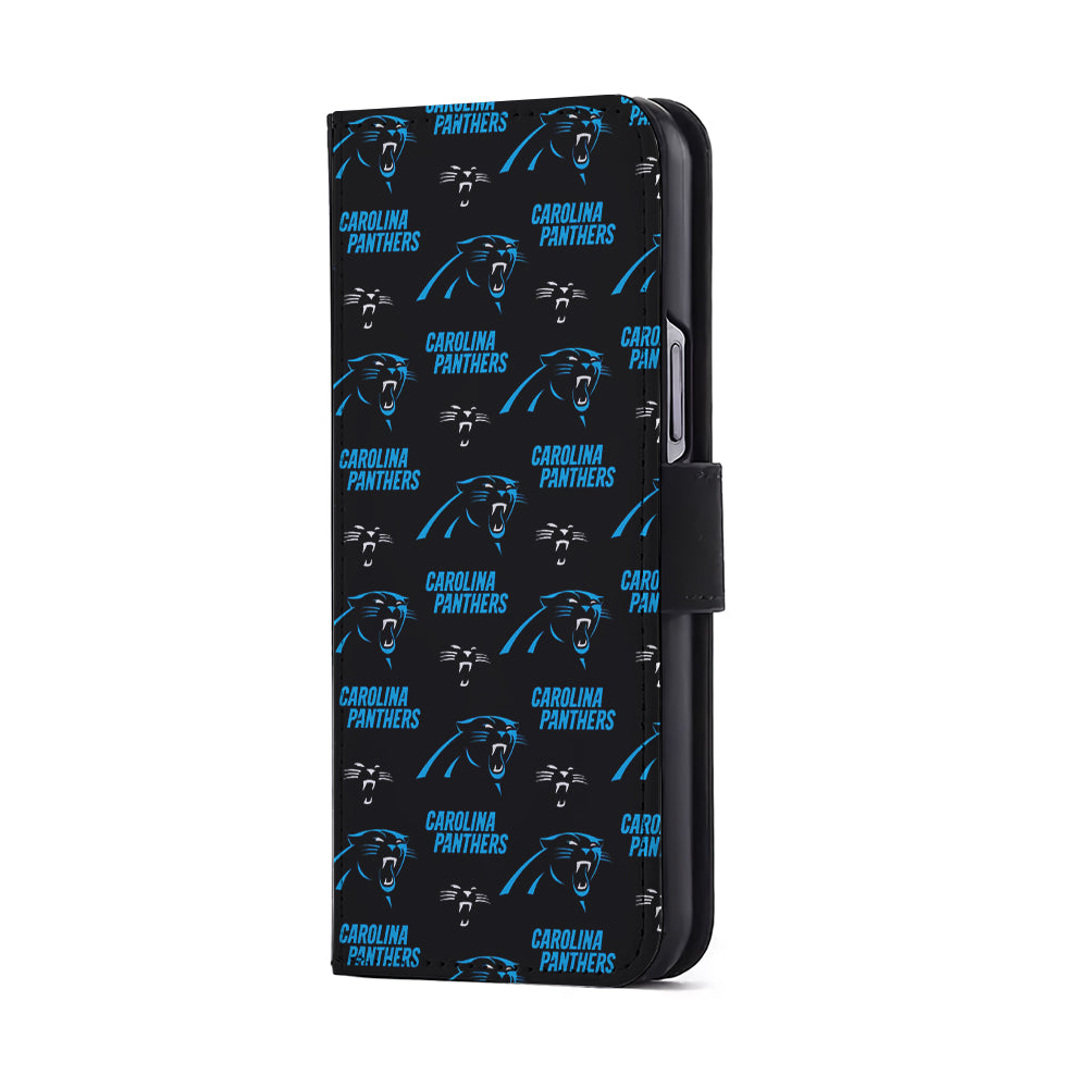 Carolina Panthers Logo Pattern Flip Wallet Phone Case