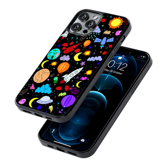 Cartoon Space Pattern 2D Rubber Phone Case