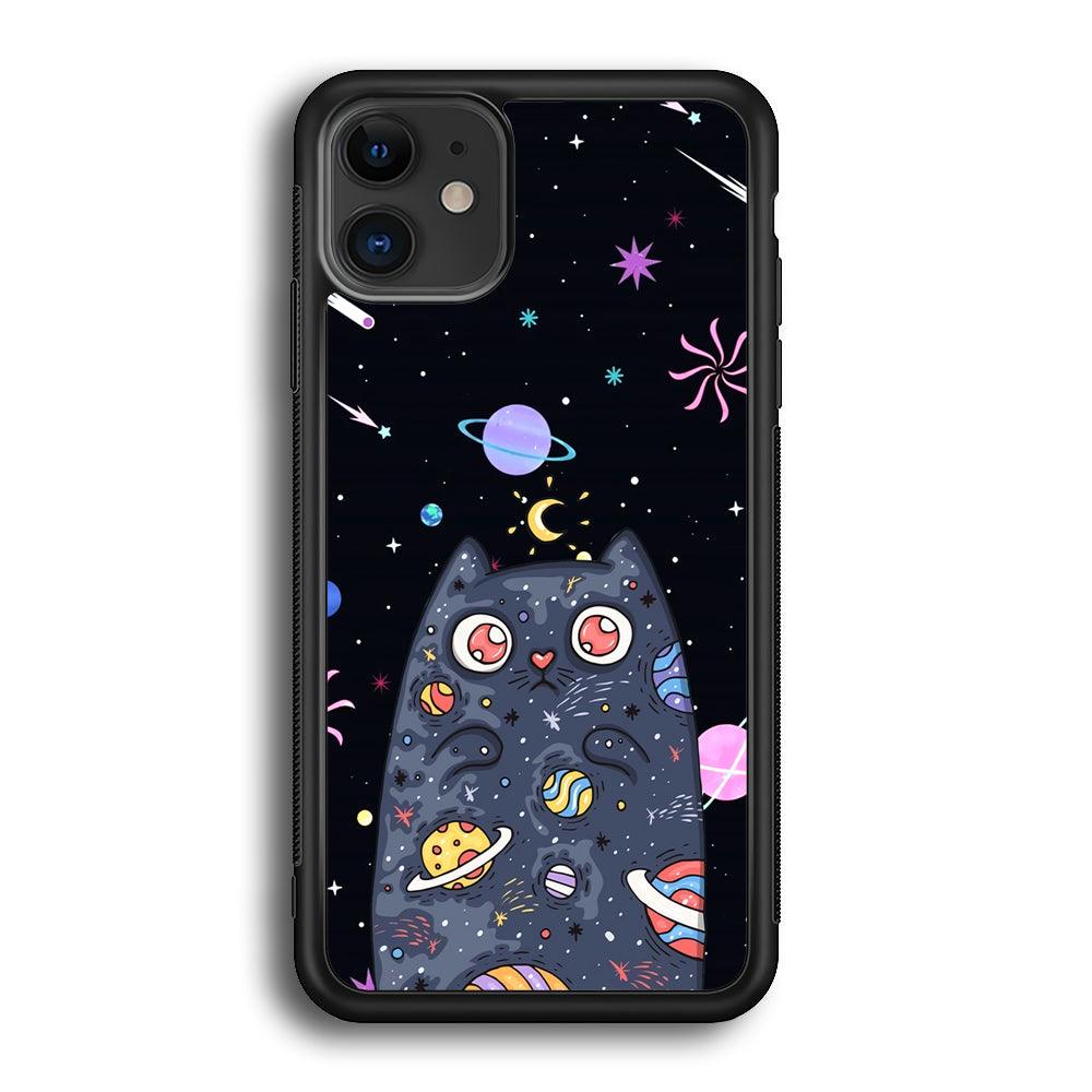 Cat Aesthetic Space Owner iPhone 11 Case-Rubber Black (2D Case)-Oxvistore