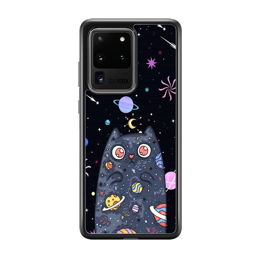 Cat Aesthetic Space Owner Samsung Galaxy S20 Ultra Case-Rubber Black (2D Case)-Oxvistore