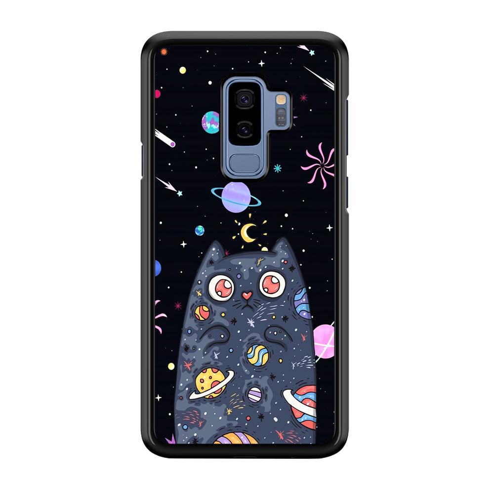 Cat Aesthetic Space Owner Samsung Galaxy S9 Plus Case-Rubber Black (2D Case)-Oxvistore