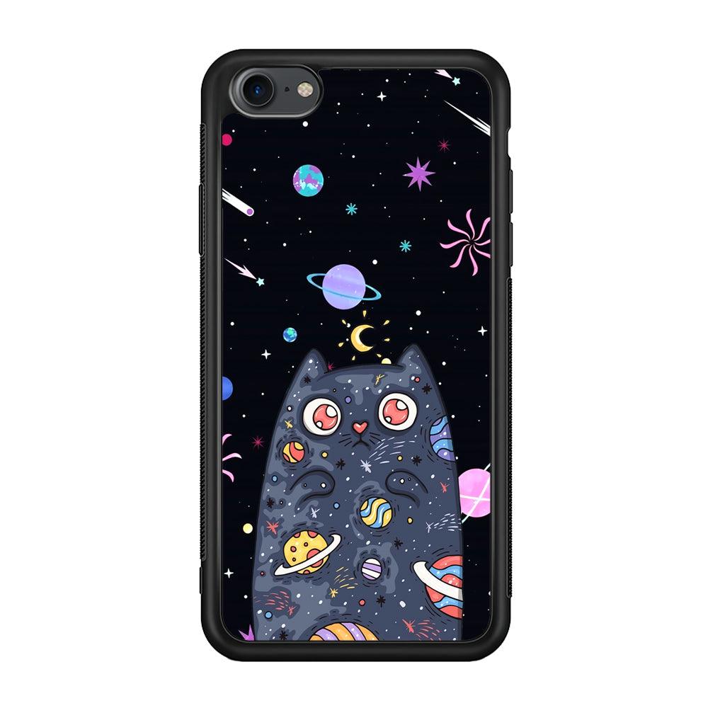 Cat Aesthetic Space Owner iPhone 7 Case-Rubber Black (2D Case)-Oxvistore