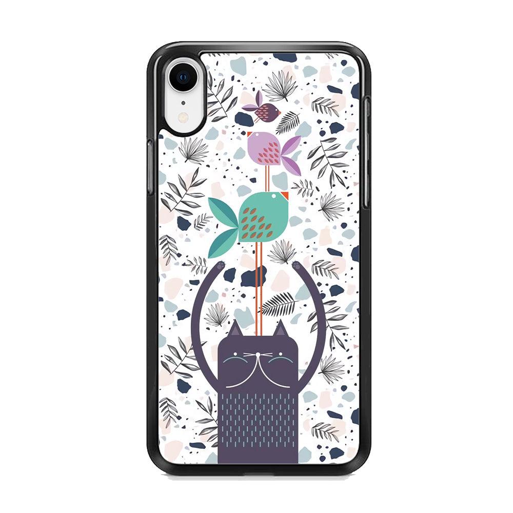 Cat Fish Ahead iPhone XR Case-Rubber White (2D Case)-Oxvistore