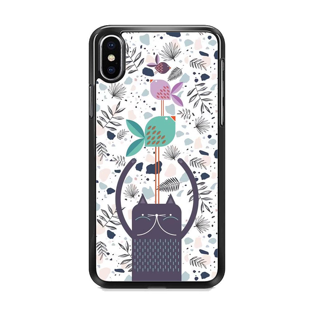 Cat Fish Ahead iPhone XS Case-Rubber Black (2D Case)-Oxvistore