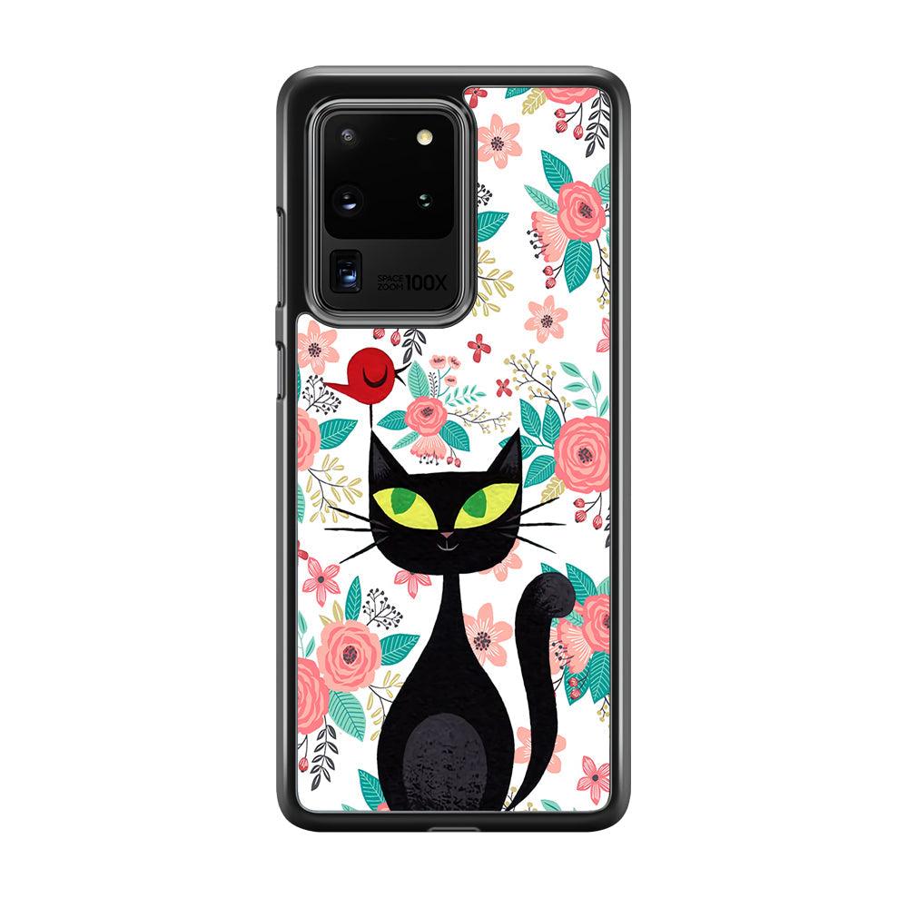 Cat, Flower and Bird Samsung Galaxy S20 Ultra Case-Oxvistore