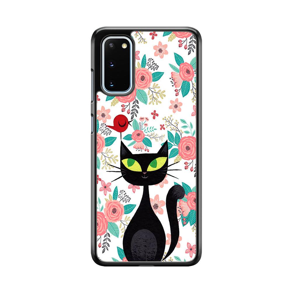 Cat, Flower and Bird Samsung Galaxy S20 Case-Oxvistore