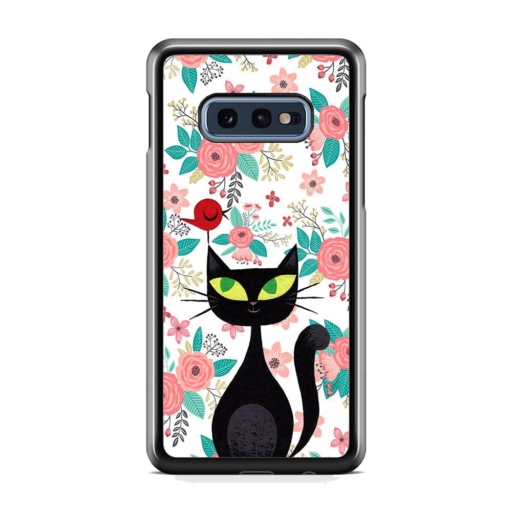 Cat, Flower and Bird Samsung Galaxy S10E Case-Oxvistore