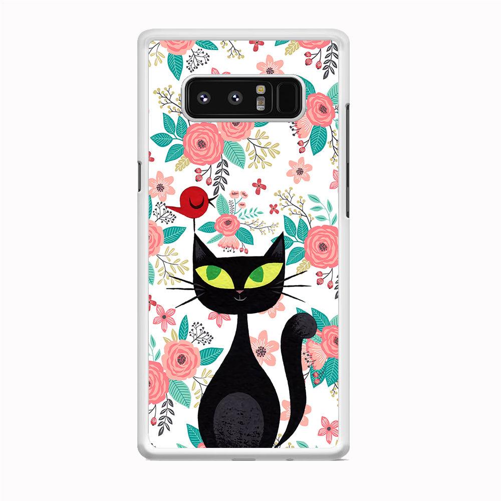 Cat, Flower and Bird Samsung Galaxy Note 8 Case-Oxvistore