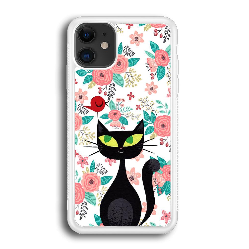 Cat, Flower and Bird iPhone 12 Case-Oxvistore